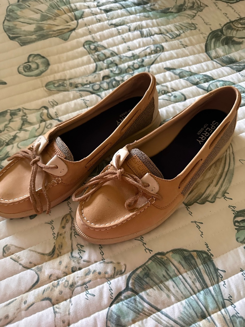 Sperry Women’s Light Tan Leather Moccasin Boat Shoes